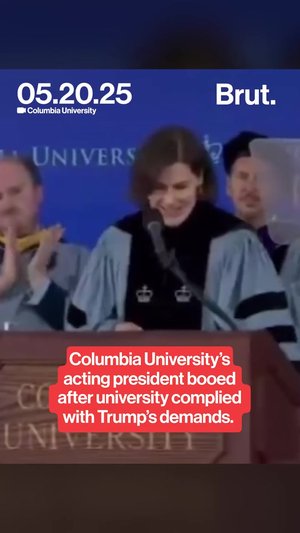 Columbia University’s acting president Claire Shipman was booed and met with chants of “Free Mahmoud...