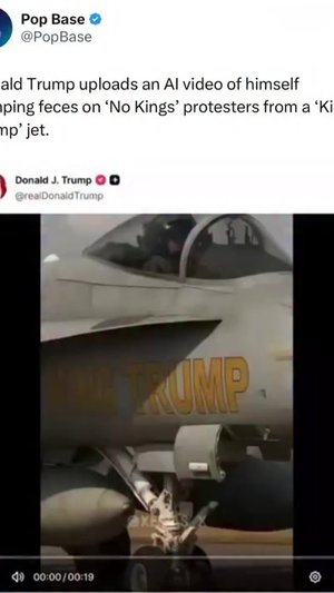 Trump posts AI video of him dropping feces into No Kings Day protestors
