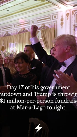 Trump’s going to wine and dine his wealthy guests to *cut him checks* during a government shutdown w...