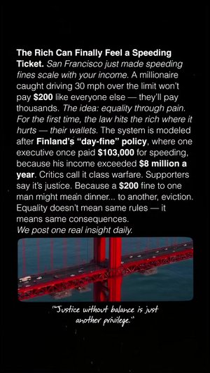 The Rich Can Finally Feel a Speeding Ticket
San Francisco just made speeding fines scale with your i...